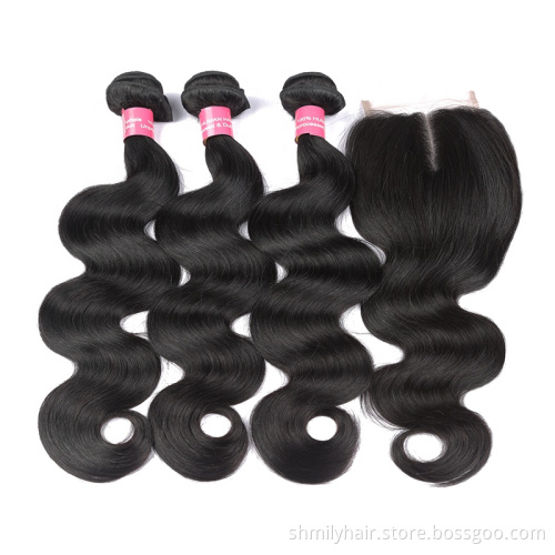 Shmily Cheap Virgin Brazilian Hair Weave Bundles , Unprocessed Brazilian Human Hair Sew In Weave